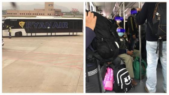 رغم خطر كورونا… تكديس مغاربة داخل حافلة من المحطة إلى الطائرة بمطار مالقا بإسبانيا
